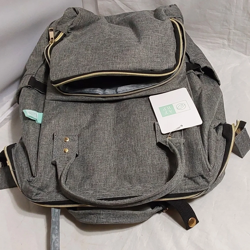 Afbp NWT BABY MULTIFUNCTIONAL DIAPER‎ BACKPACK PRT GREY